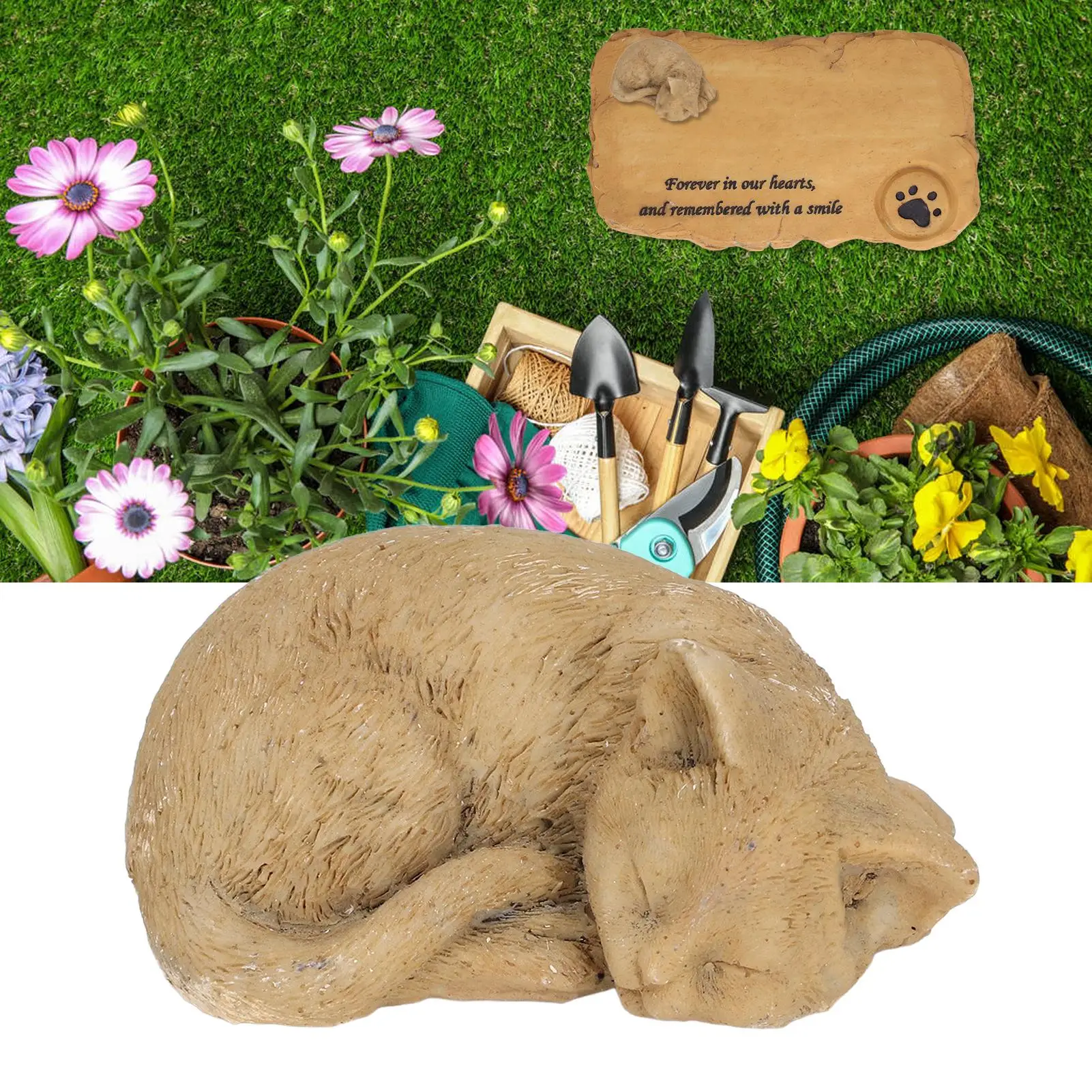 حجر تذكاري من الراتنج المقاوم للطقس للحيوانات الأليفة في الهواء الطلق لتزيين ساحة الحديقة #6