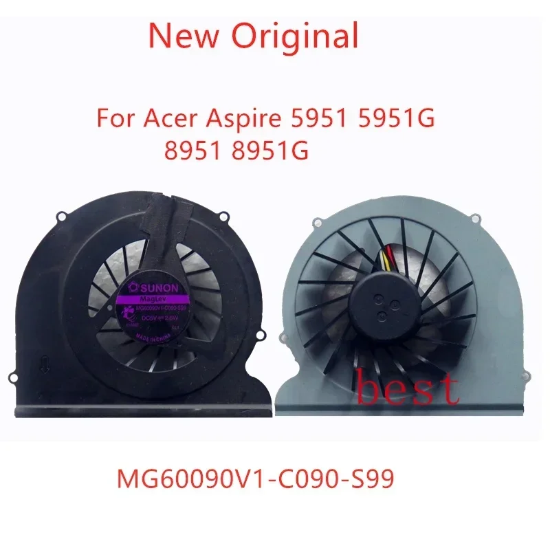 Fornew original laptop CPU cooling fan for Acer Aspire 5951 5951G 8951 8951G fan MG60090V1-C090-S 999