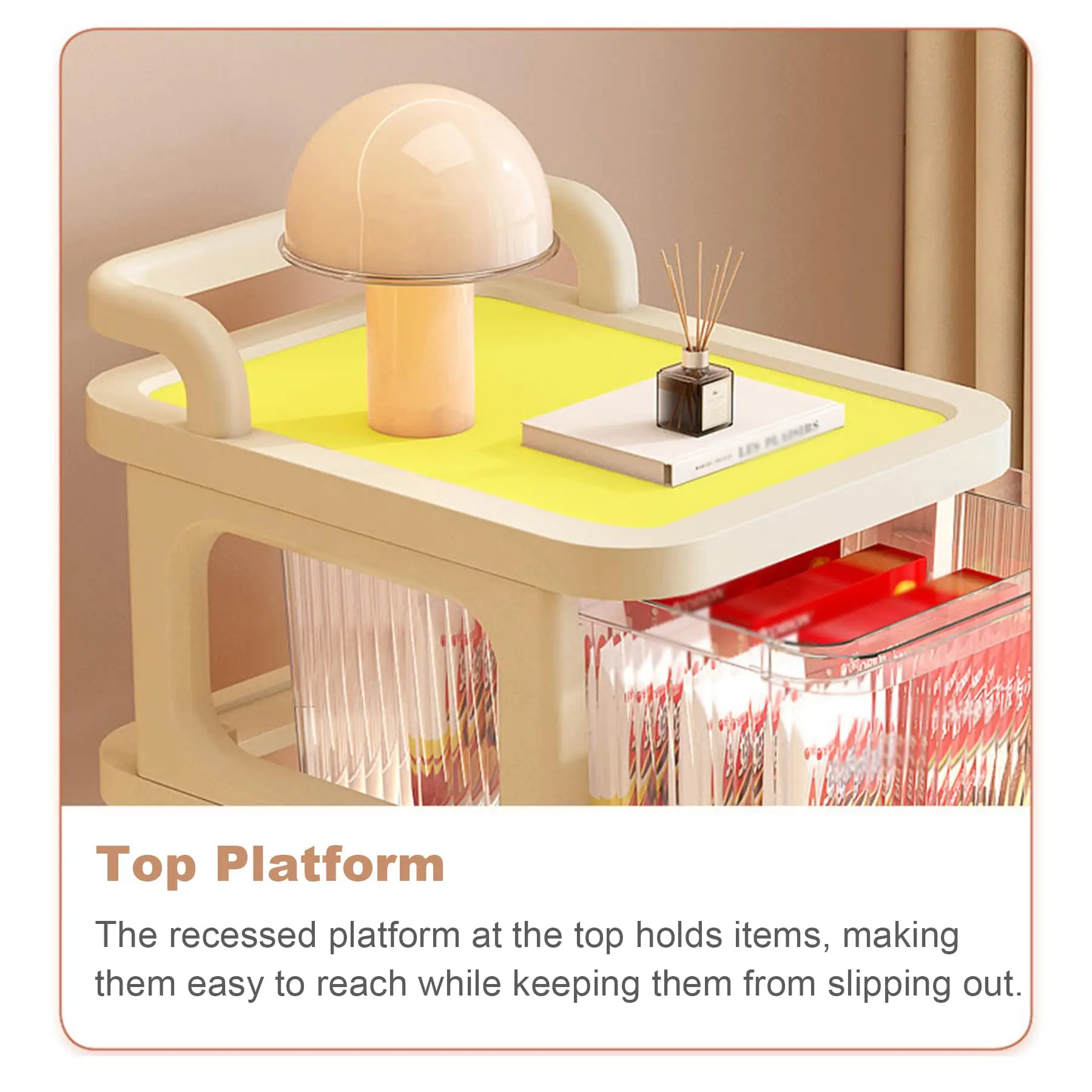 عربة تخزين بلاستيكية مكونة من 5 طبقات مع أدراج وعجلات، وخزانة تخزين دوارة مع مخزون علوي ومقبض لغرفة المعيشة وغرفة النوم،