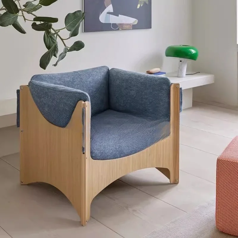 

Danish designer flat-pack sofa, living room negotiation chair, villa solid wood single chair, double triple sofa
