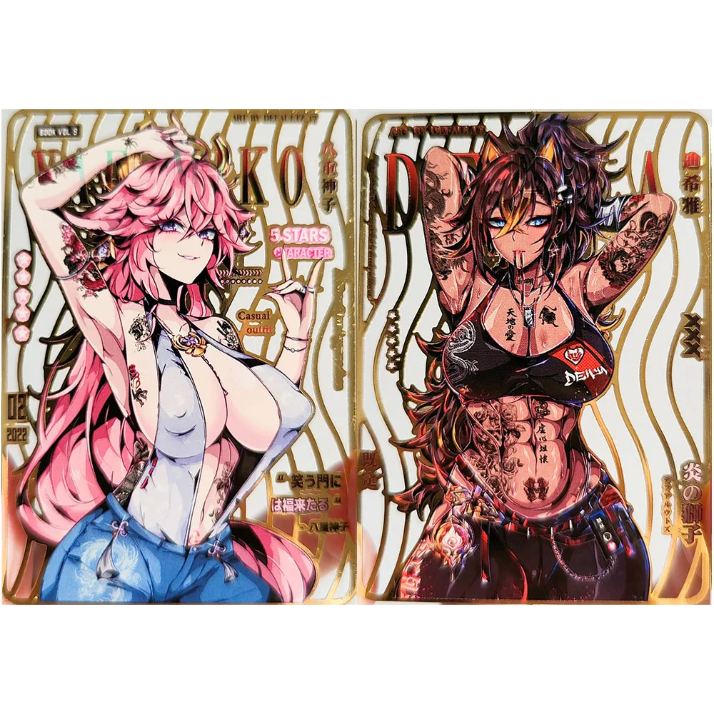 Anime diosa historia DIY ACG Raiden Shogun Yelan Hu Tao Yae Miko Ganyu Ningguang juguete de tarjeta coleccionable de Metal para niño regalo de cumpleaños