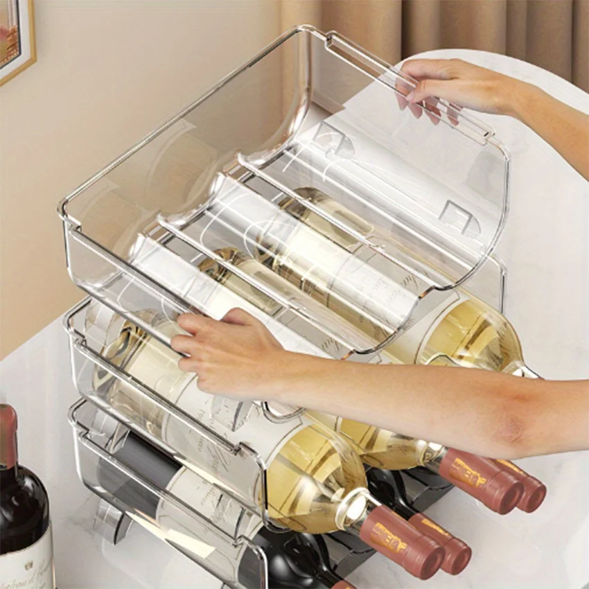 Estante de almacenamiento para tazas, estante para vino, estante apilable, estante de almacenamiento plegable para paraguas, estante para tazas creativo de escritorio transparente, 1 ud.