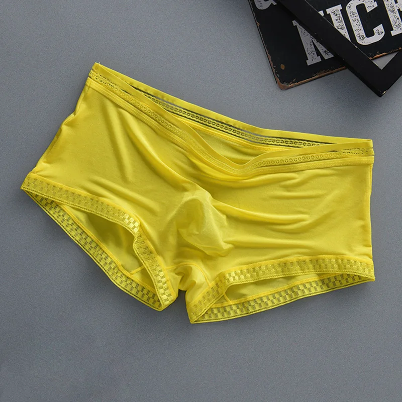 Sexy Hot Selling Ice Silk Men Underwear Seamless Transparent Boxer Shorts Ultra-thin Breathable Comfortable Panties Underpants