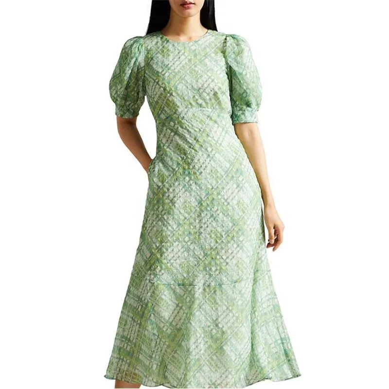 Original Boutique UK Seersucker Check Midi Dress | Size 1 - Size 4
