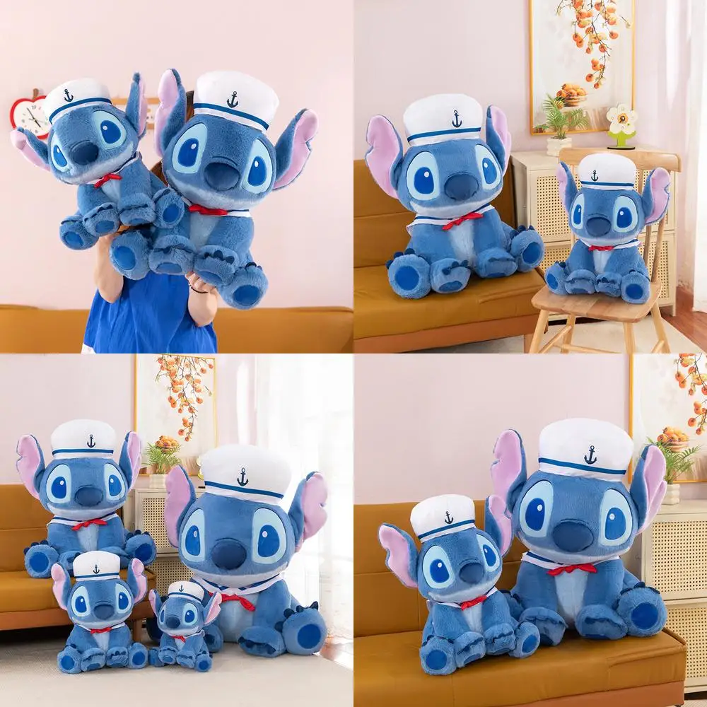 

Kawaii Stitch плюшевая игрушка моряк морская полиция милая мягкая кукла для детей подарок на день рождения идеально подходит для любителей и коллекции