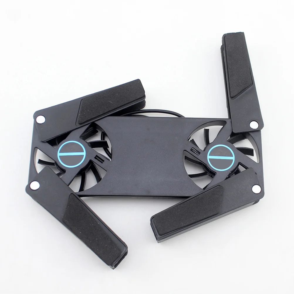 

2 PCS Dual Fan Laptop Cooler Foldable Stand Black Computer USB Powered Anti Slip Mat Notebook Cooling Pad Ventilated Support
