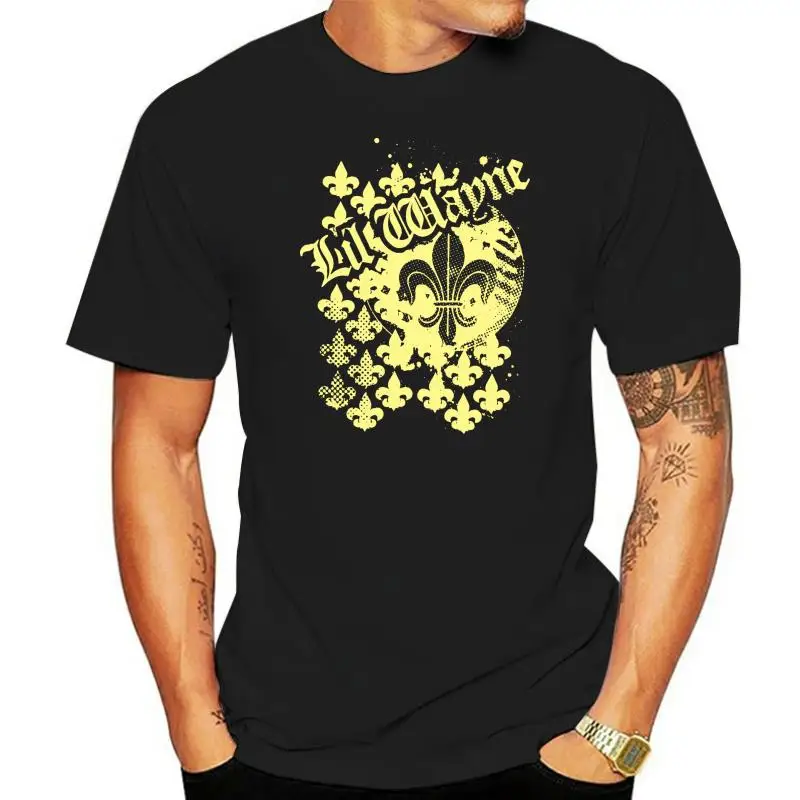 Lil Wayne  Mens T-Shirt  - Foil Style Fleur De Lis Image on Black