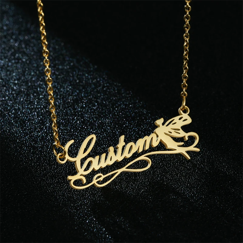 

RetroGem Custom Name Necklace for Women Personality Letter Pendant Stainless Steel Jewelry Men Chain Choker Collar Personalizado