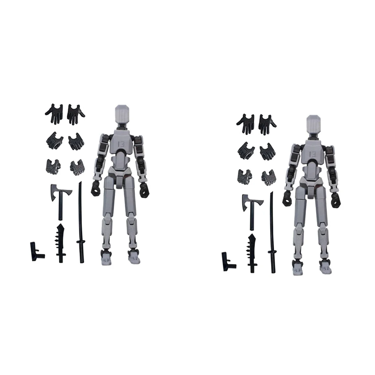 Figura de ação robô B49B-2X, impressa em 3D com articulação completa para animação de parada de movimento cinza