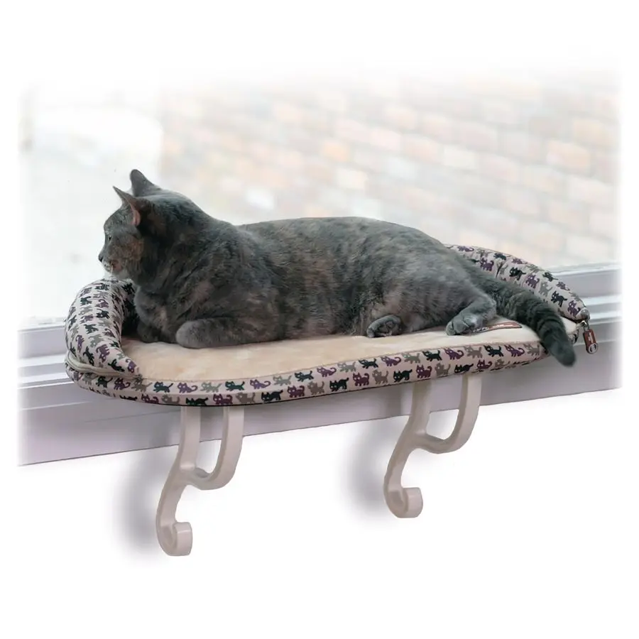 

Bolster Kitty Sill Cat Window Perch Bed for Large Cats, Orthopedic Window Hammock Holds 40 lbs, Washable Cover, Indoor Windowsil
