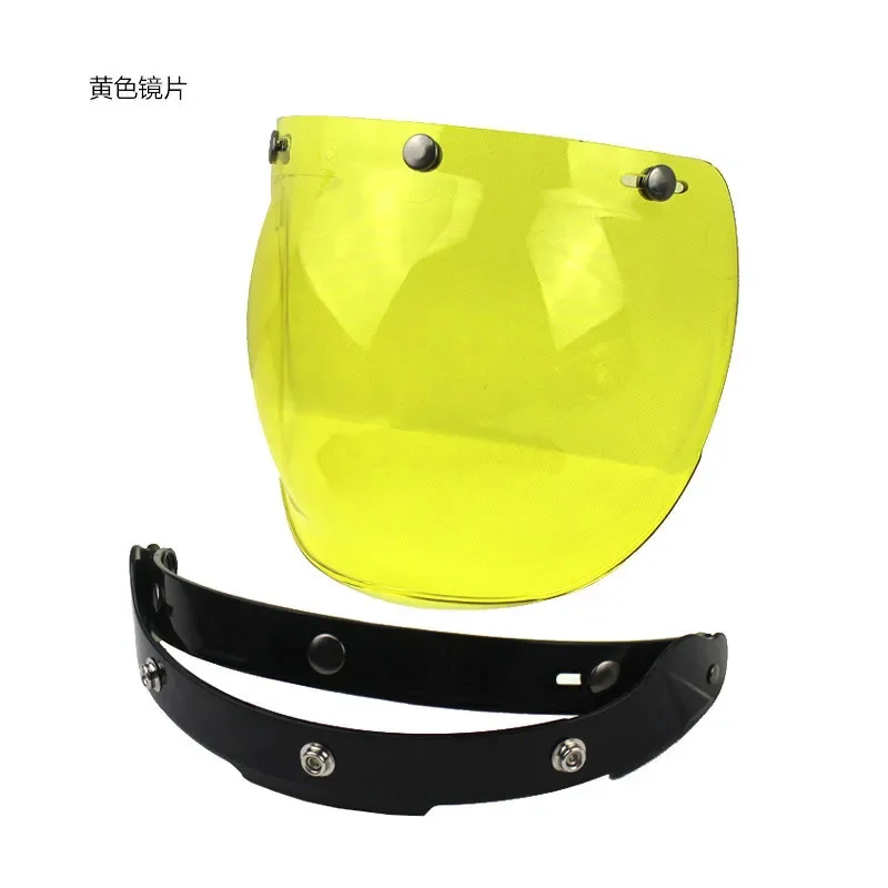Yellow Color Motorcycle Helmet Visor Bubble Shield Retro Vintage Mirror Lens Helmet Mask for Motorbike Safety Gear