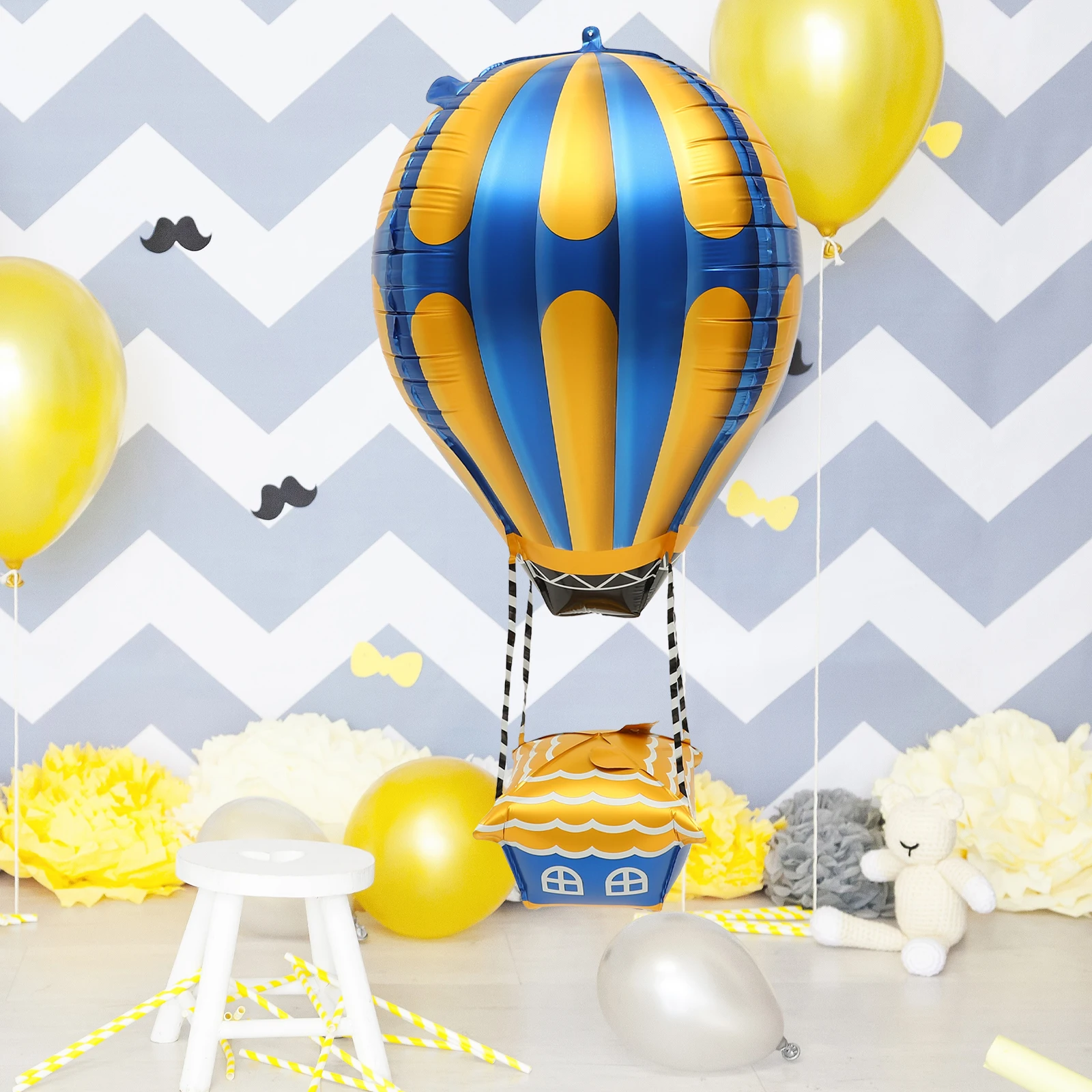 

4pcs 22 Inch Hot Air Balloon Aluminum Balloons Blue Turkey s Birthday Party Decorations Graduation Supplies