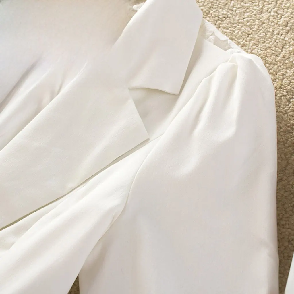 

Women's Slim Fit Lace Stitching Suit Jacket 7-Point Sleeve Professional Short Style Spring Summer Fashion