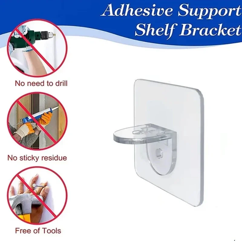 Shelf bracket adhesive nail self-adhesive wardrobe shelf bracket clip wall hanging bracket partition non punching strong bracket image 5