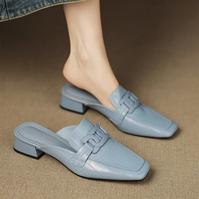 

Baotou Semi-slippers Women's Kitten Heel 2026 New Summer Wear Versatile French Slip-on Block Heel