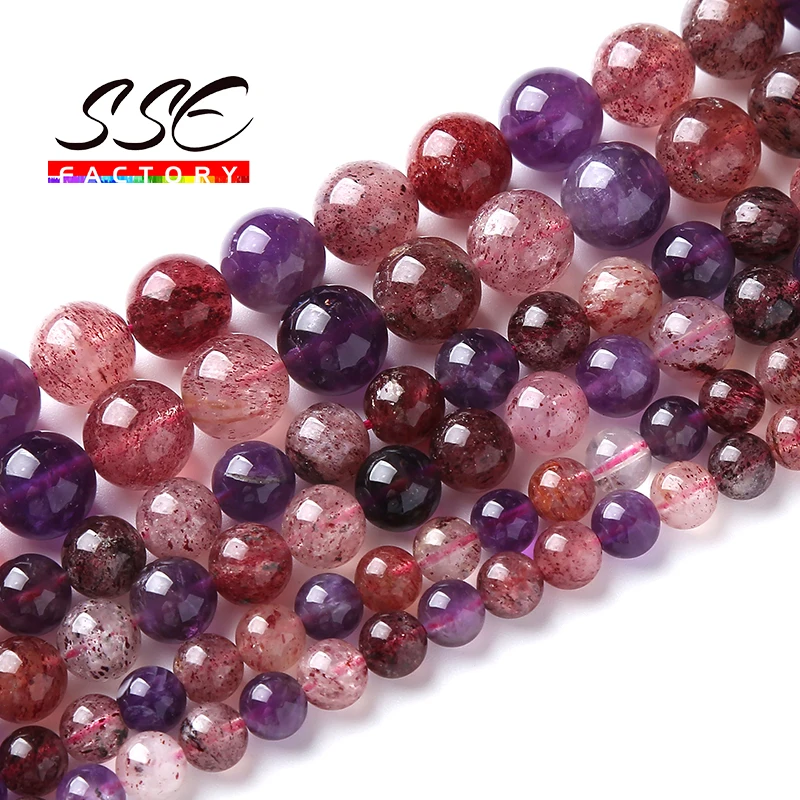 7A Super Seven Crystal Quartz Beads Natural Stone Round Loose Beads For Jewelry Making Handmade Bracelets Necklaces 6 8 10mm 15