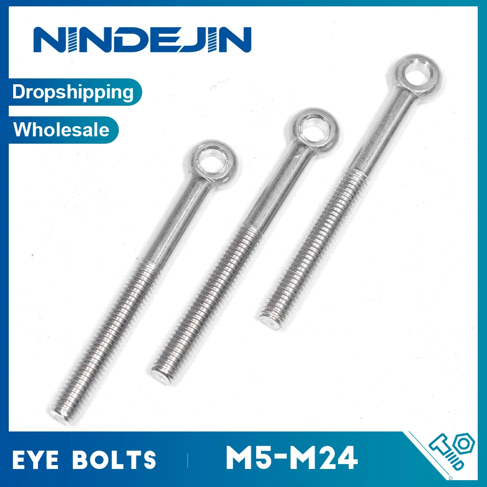 2-5pcs/bag Lifting Eye Bolt M5 M6 M8 M10 304 Stainless Steel GB78 Eyelet Bolt Screw for Construction Fixing Lifting or Hanging