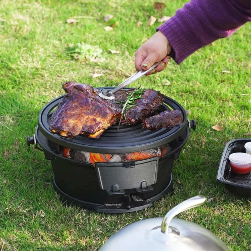 

Portable Mini Hibachi Grill Outdoor Cast Iron Charcoal BBQ for Camping Picnic
