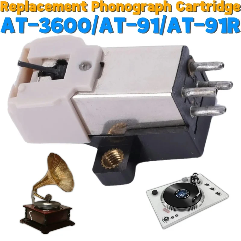 

AT-3600/AT-91/AT-91R Сменный картридж для проигрывателя с подвижным магнитом, MM-картридж, стилус для проигрывателя с подвижным магнитом