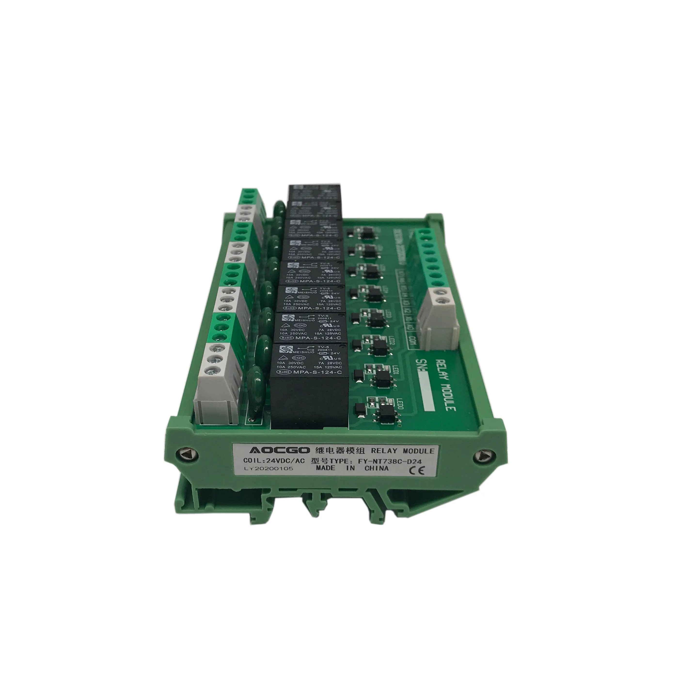 8 Channel T73 Interface Relay Module 24VDC DIN Rail Panel Mount