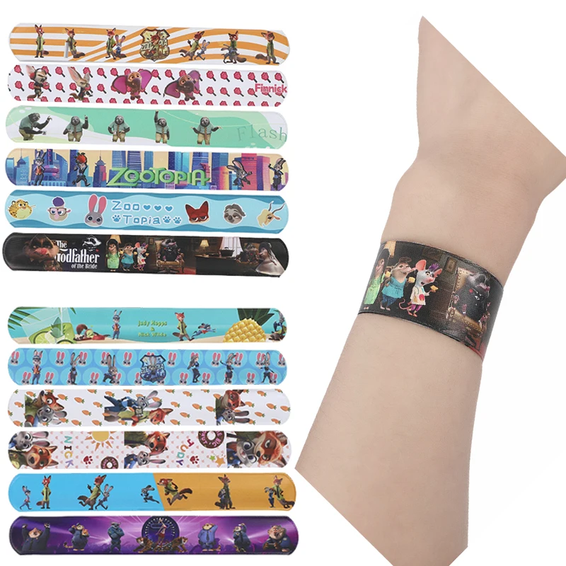 

12pcs Zootopia Slap Bracelets Anime Kids Birthday Party Favors Wristbands Snap Bracelets Party Decoration Toys Supplies Gifts