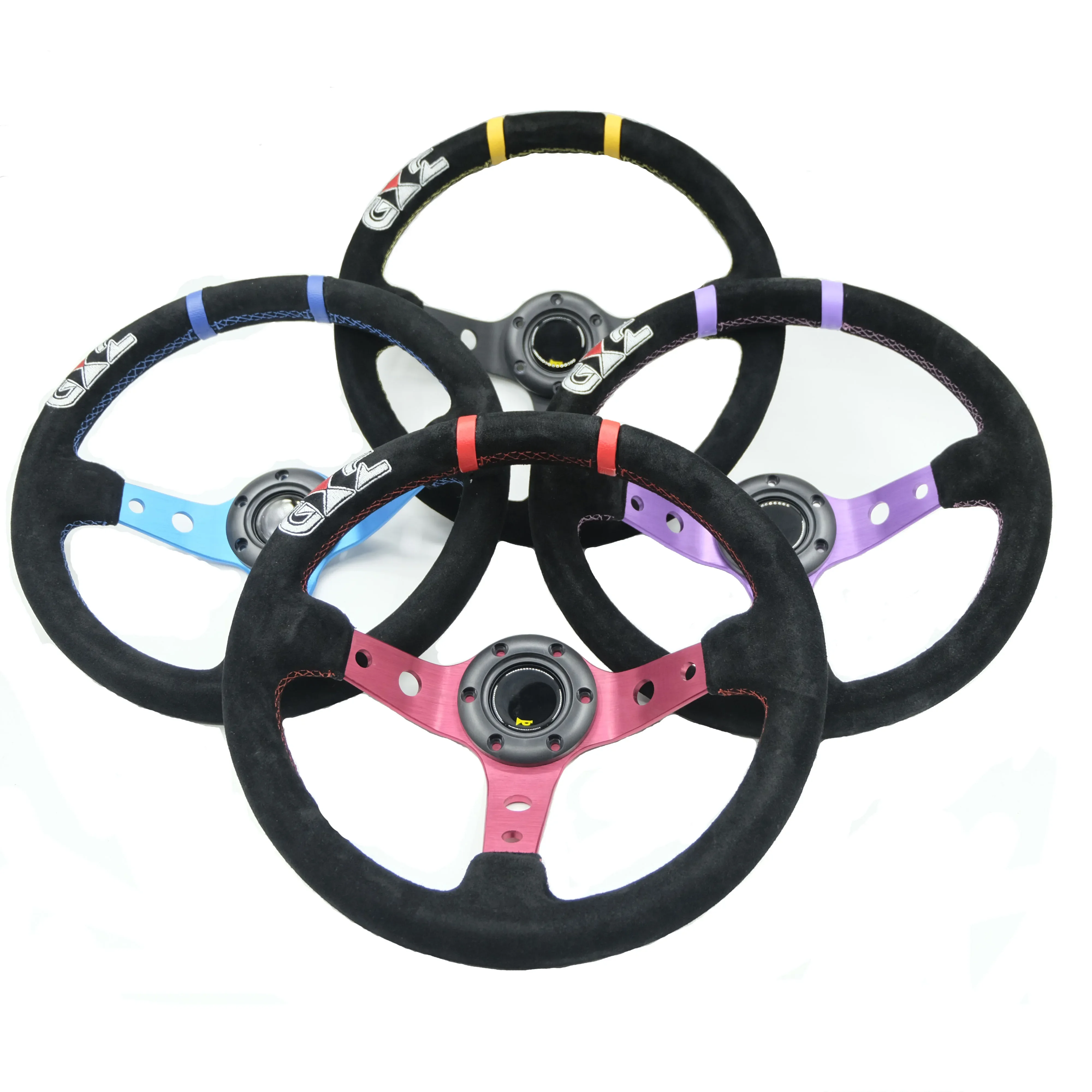 

Car Racing Drift 330 mm Suede leather Steering Wheel 3.5" Deep With Horn Button