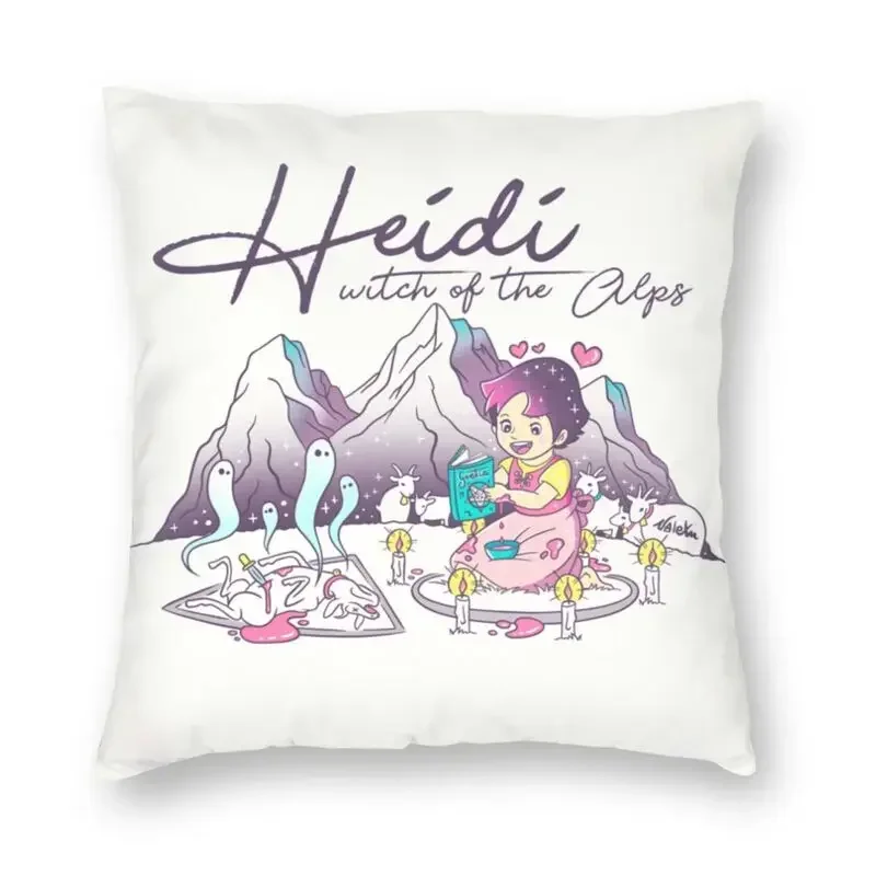 Heidi Peter And Grandpa Alps Goat Mountain Cushion Cover 40x40 Home Decor Cartoon Movie Throw Pillow For Living Room Double Side