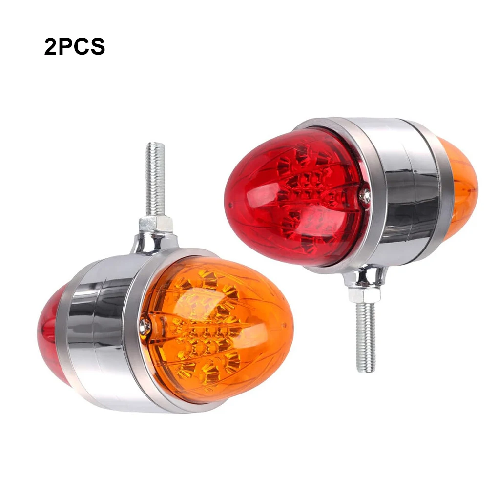 2Pcs 12V 34LED Double Face Watermelon Lights With Reflector Red And Yellow Lens LED Turn Signal Fender Lights For Truck Trailers