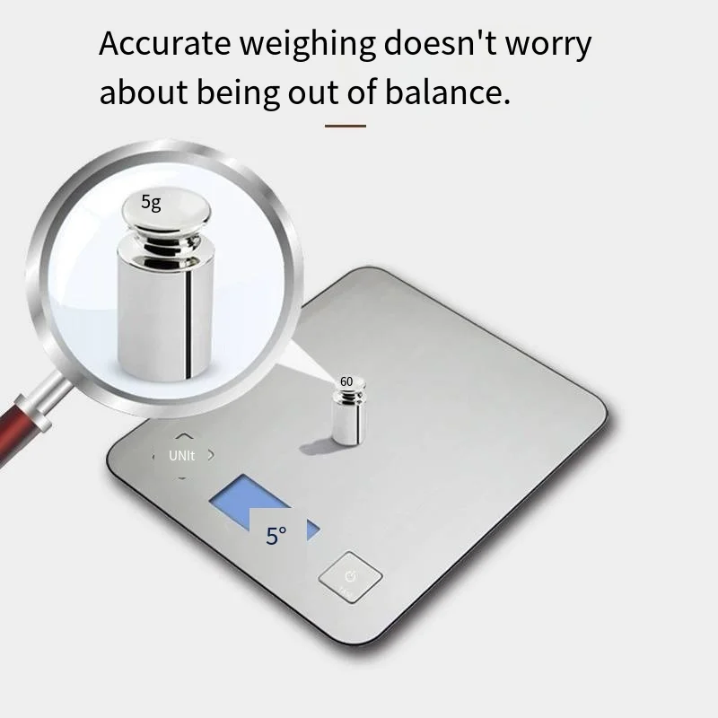 

Waterproof and moisture-proof kitchen electronic scale with LCD display 5KG/1g stainless steel food baking ingredient scale