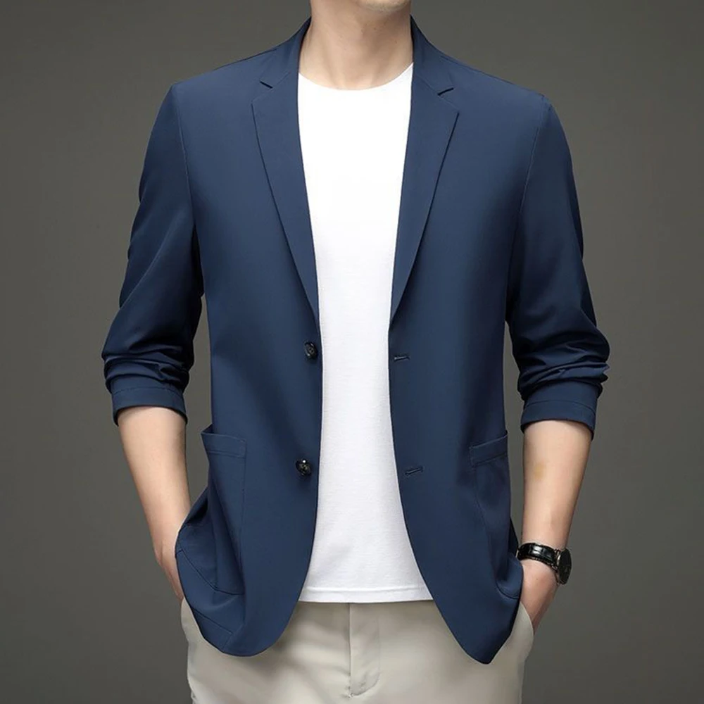 Mens Business Plain Lightweight Casual Suit Jacket Summer Streetwear Fashion Commuter Daily Breath Soft Unlined Blazer 2026