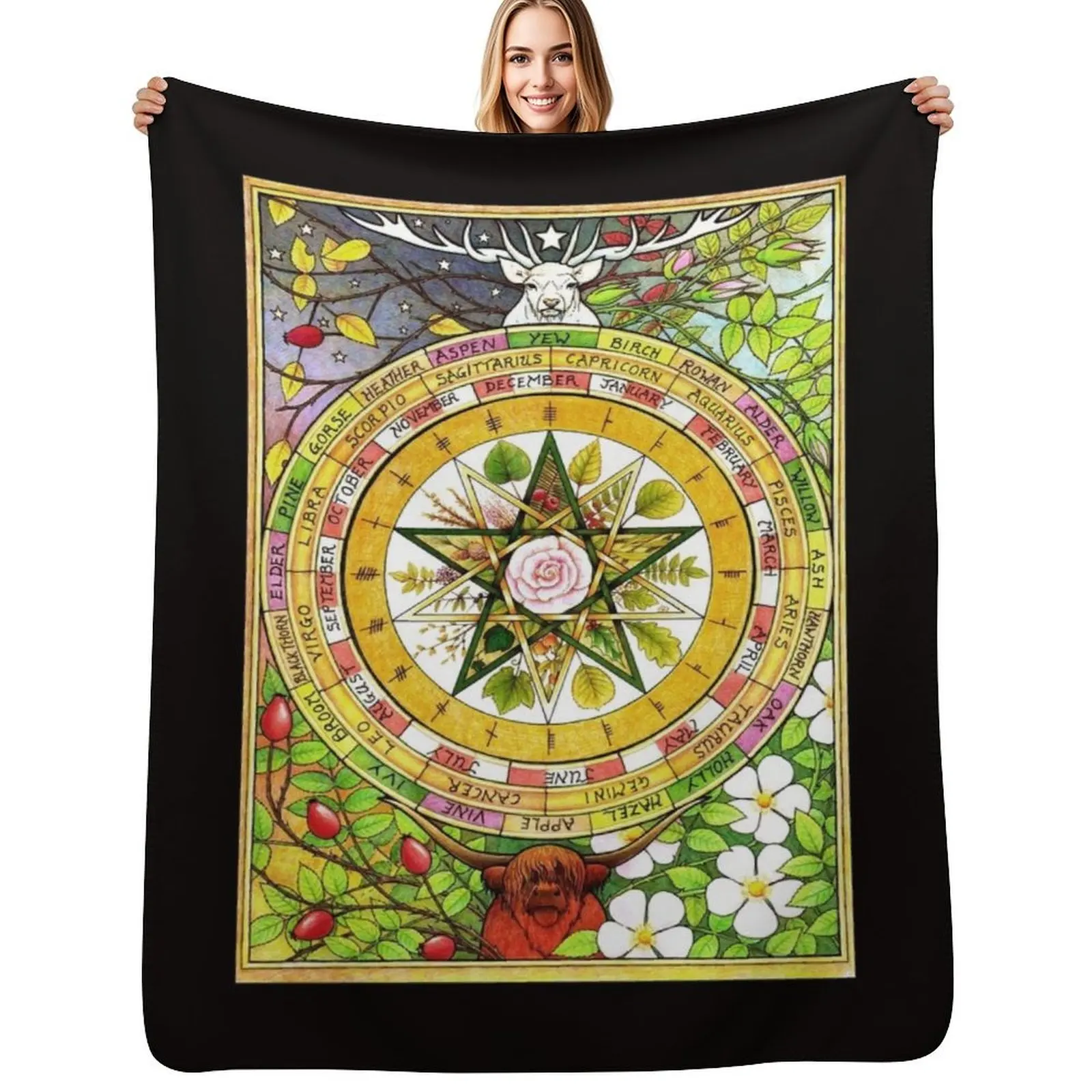 

The Ogham Grove (full colour) Throw Blanket Decoratives Soft Big Thin Blankets For Sofas Blankets