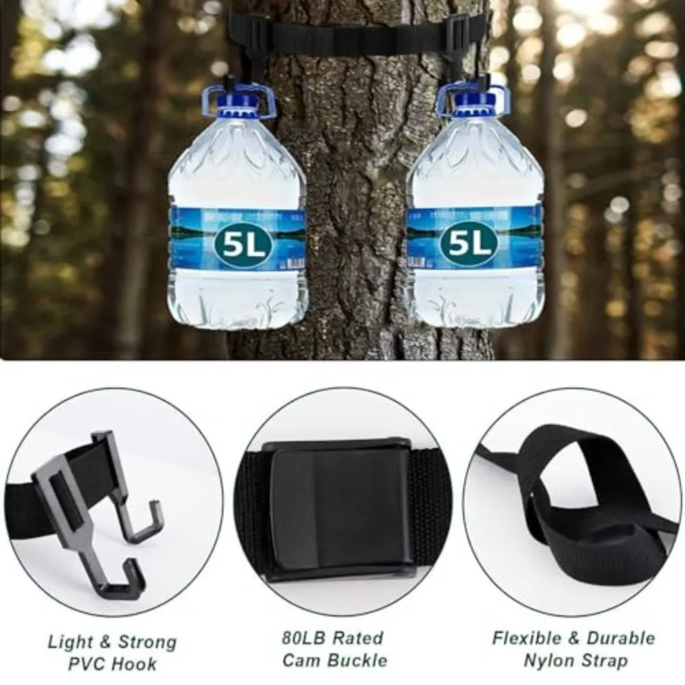 Portable Adjustable Tree Hook Strap Multi-Hooks Low-Profile Hunting Gear Hanger Woven Webbing Gear Hanging Hook Tree Mount
