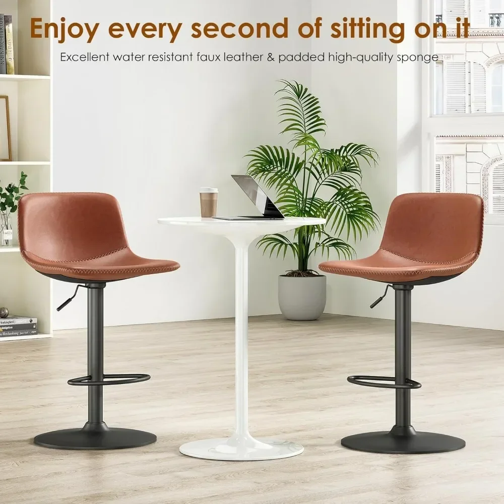 Adjustable Bar Stools , Mid Century Modern Swivel Bar Stools, Industrial Bar Height Stools with Back Support Counter