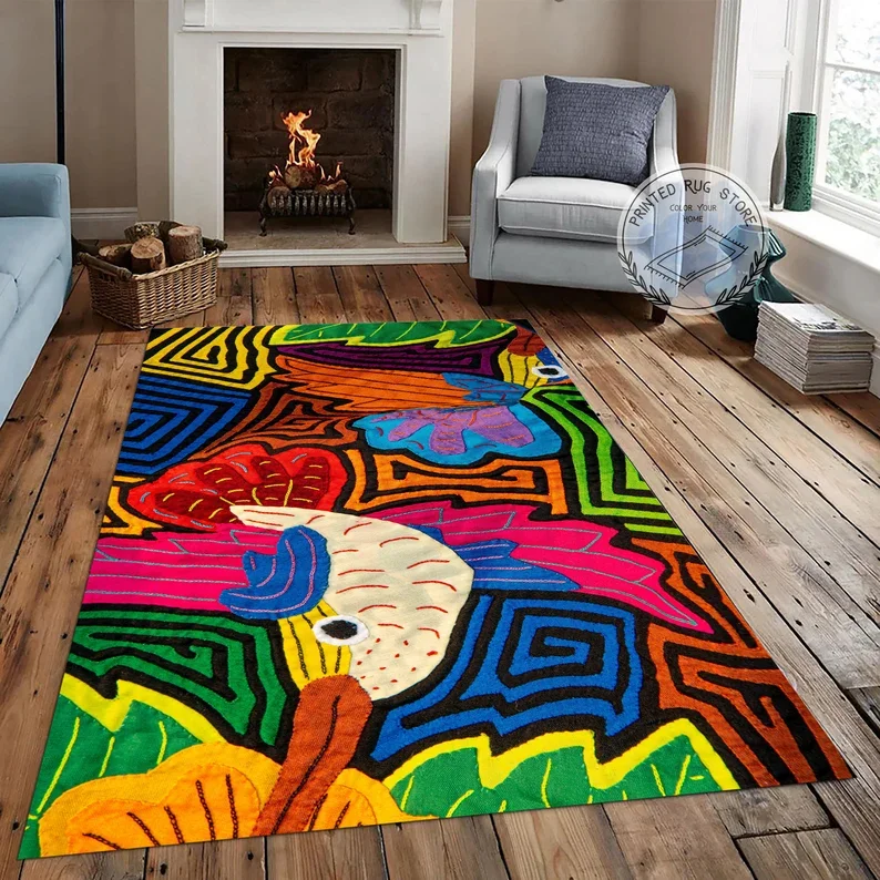 Colorful Dreamy Printed Carpet Office Decoration Rug Abstract Geometric Vortex Bedroom Bedside Porch Anti Slip Floor Mat