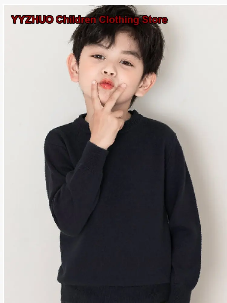 Boys Pullover Boys Solid Color Knit Base Layer Top Boys Autumn Stylish Kids