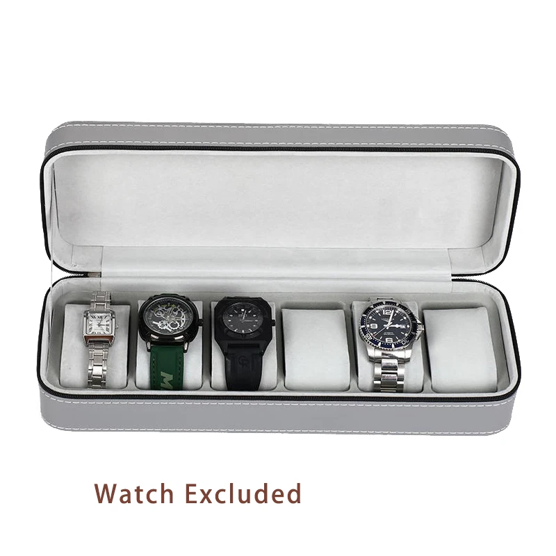 Watch Box Zippered Travel Case Luxury PU Leather Watch Storage Box Jewelry Collection Display Holder Organizer for Men Women