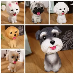 Bobblehead Shaking Head Dog Car Ornament Simulation Dog Nodding Puppy Decor Cute Lovely Resin Swing Car Ornaments Car Dashboard