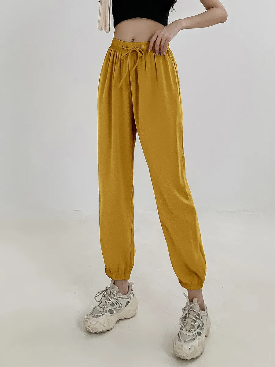 

Женские спортивные брюки-фонарики Qui Dry: свободные повседневные брюки из полиэстера, асимметричные, для города, длина 7/8