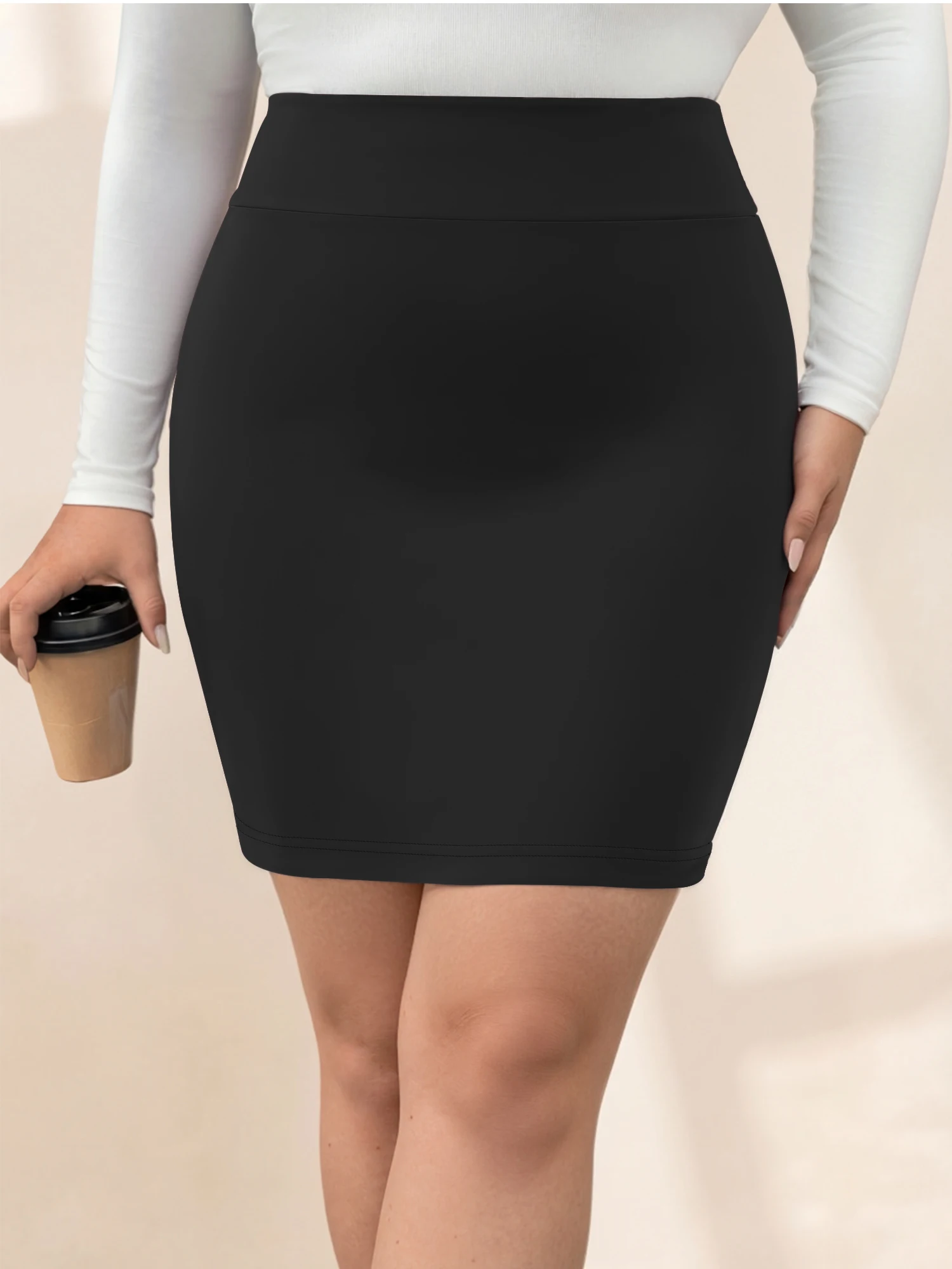 Curvy Shaping Pencil Skirt, Back Vent Hem, Season Transition Daily Street Outfit