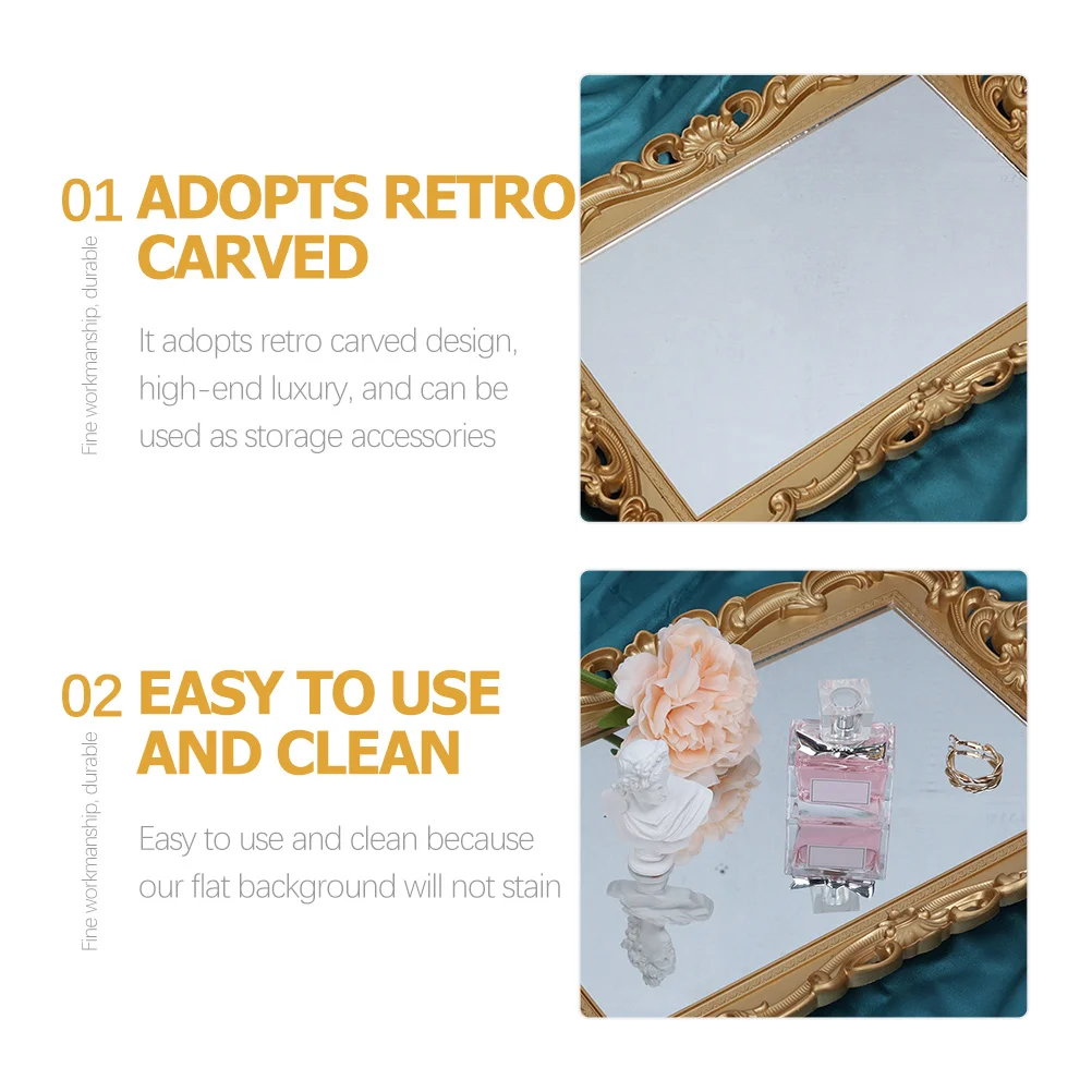 

Decorative Mirror Tray Perfume Organizer Makeup Vanity Tray for Dresser Home Office Wedding Perfume Trays Mirror Plate