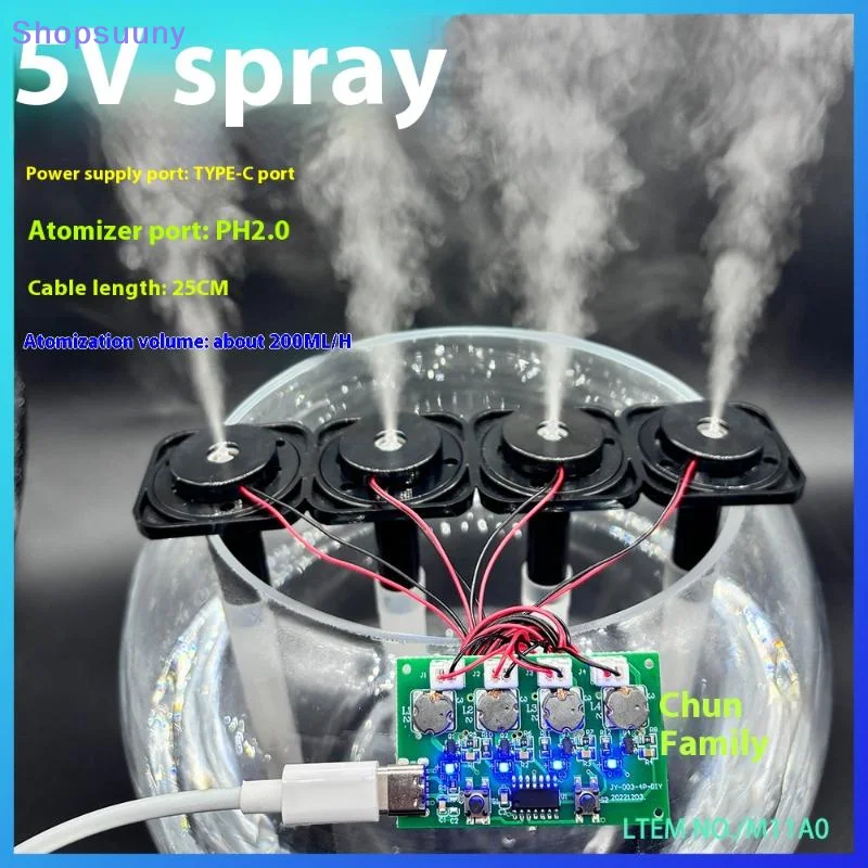 [SU]Four Spray Humidifier Type-C USB Mini Humidifier DIY Kits Mist Maker And Driver Circuit Board Atomizer Sheet With Stand[SU]