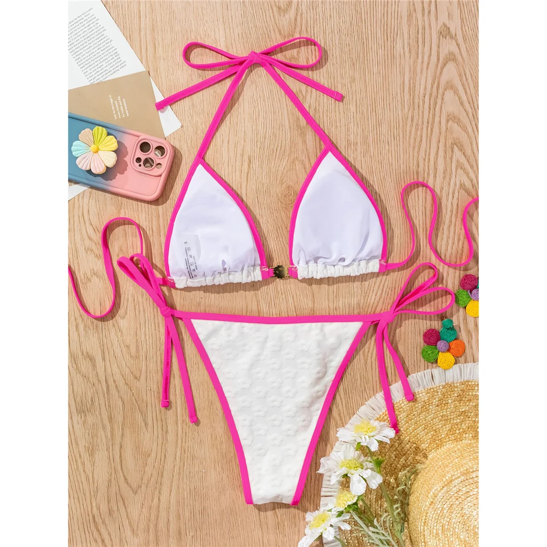 Neuer Bikini mit Perlen und Strasssteinen, halterloses Design, hoher Beinausschnitt, zweiteiliges Badeanzug-Set für Damen, Badebekleidung, Badeanzug, Badebekleidung, Modell V6381. – Detail 12
