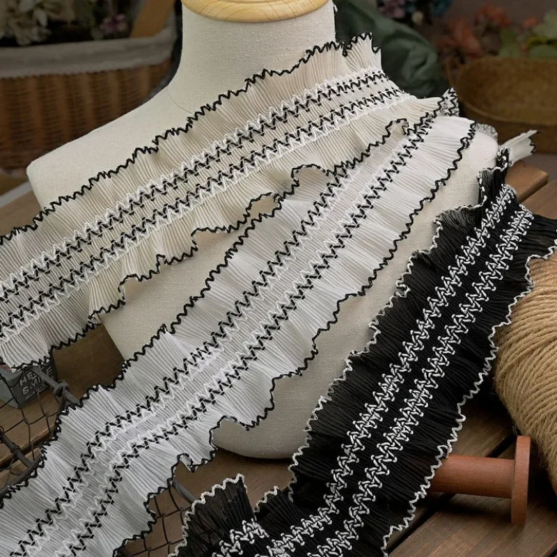 

Двухслойная плиссированная шифоновая ткань, 3D вышитая бахрома, манжета воротника, эластичные оборки, отделка платья своими руками, швейные принадлежности