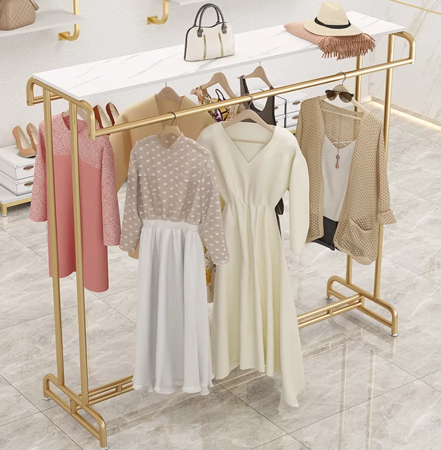 Clothing store display rack display rack children's wear women's live broadcast room hanging rack rack double pole floor clothes