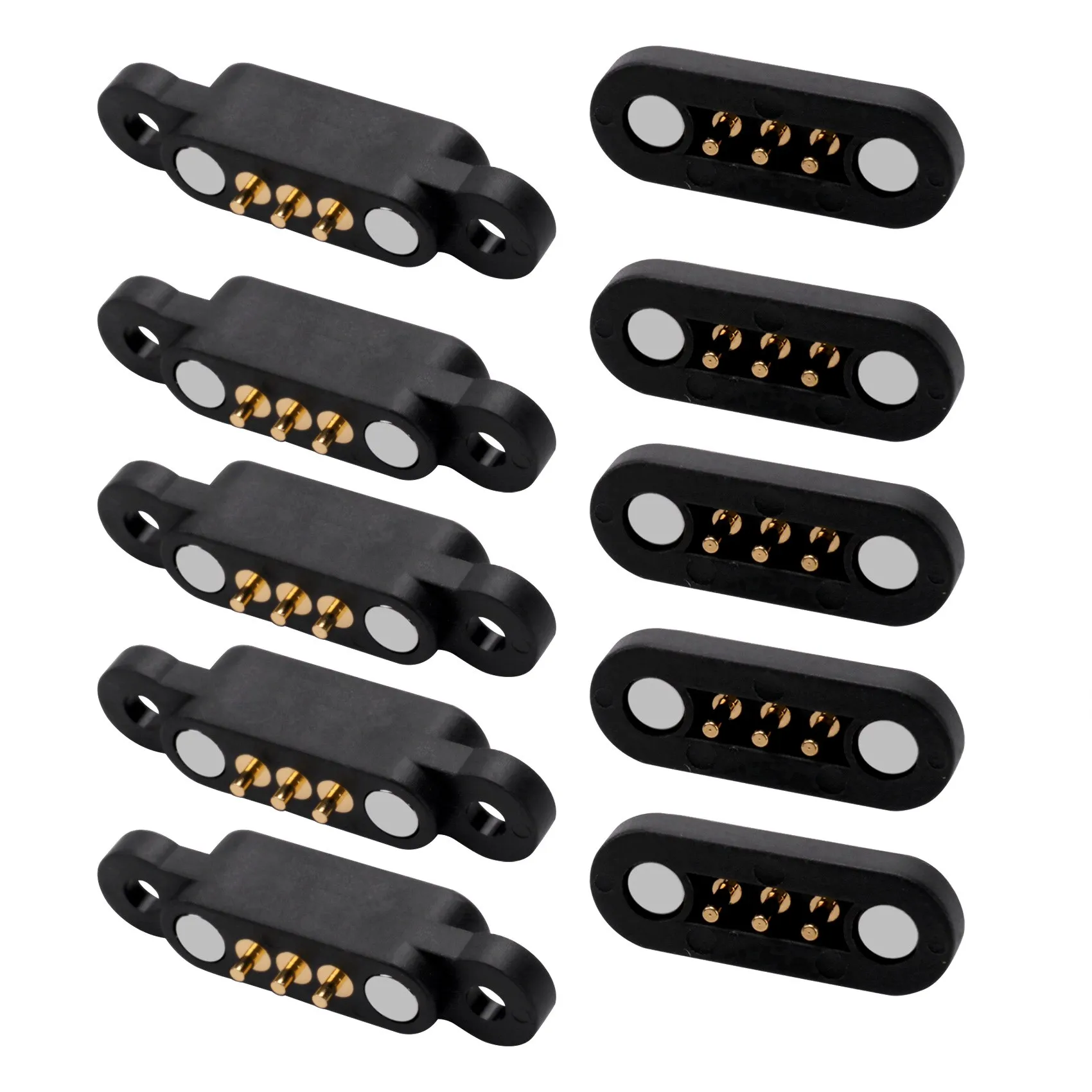 5 Pairs Spring Loaded Magnetic Pogo Pin Connector 3 Positions Magnets Pitch 2.3MM Through Holes Male Female Probe-ELEC