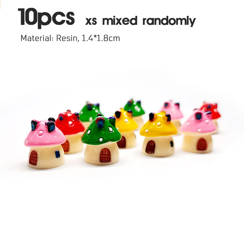 10pcs Mini Mushroom Fairy Garden House Plant Miniatures Figurines Terrarium Micro Landscape Moss Home Decoration DIY Supply