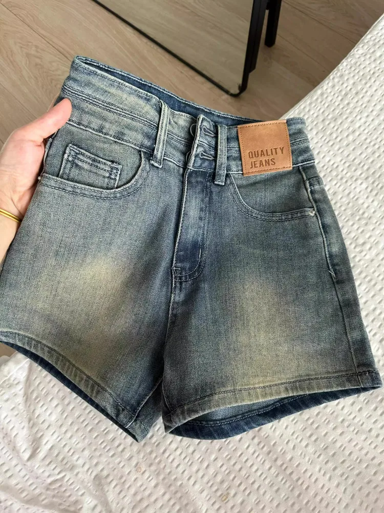 Women's Blue Mini Denim Shorts Vintage 2000s Y2k Gyaru Micro Jeans Shorts High Waist Hot Cowboy Pants Shorts Spring Summer 2026