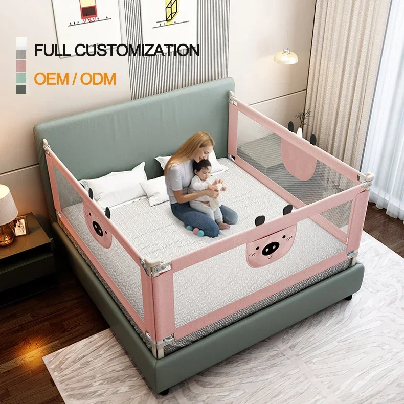 Riel de seguridad portátil para cama, productos de seguridad para niños, Personalización completa, rieles de cama con diseño de oso lindo