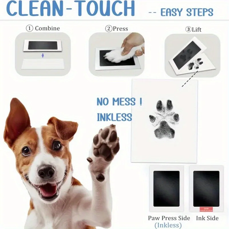 2 szt. Glinka do odcisków łap i stóp zwierząt, jednorazowa, bezmyjąca, z warstwowym wzorem, nieklejąca, bezpieczna i delikatna podkładka do odcisków.