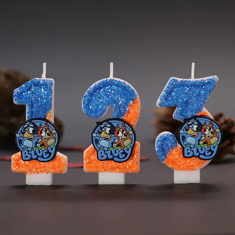 

New Cute Cartoon Bluey Creative Numbers 0-9 Handmade Birthday Candles Birthday Cake Decoration